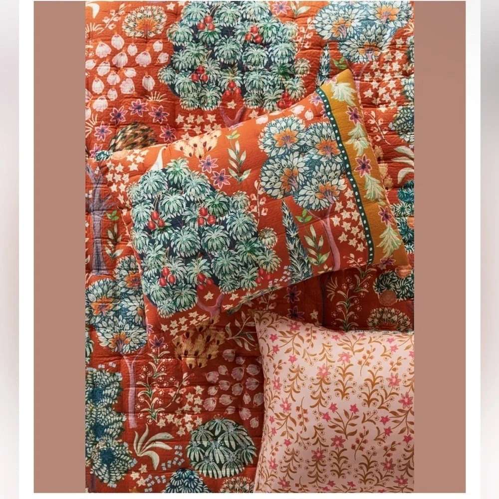 Anthropologie Averill Organic Cotton Printed Shams (1 King & 1 Standard) NEW